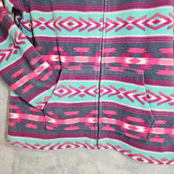 Sonoma Womens L Purple Full-Zip Fleece Jacket With Aztec Print colorful boho - Picture 3 of 12